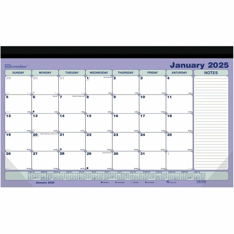 Brownline Magnetic Calendar - Monthly - 1 Year - January 2022 Till December 2022 - 1 Month Single Page Layout - Twin Wire - Desk Pad - Multi - Chipboard, Paper -