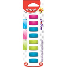 Maped Board Magnet - 1.06" (27 mm) Diameter - Rectangle - 8 / Pack - Assorted