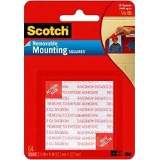 3M Scotch Wall Mounting Tabs - 0.50" (12.7 mm) Length x 0.50" (12.7 mm) Width - 1 / Pack