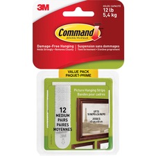 3M Command™ Picture Hanging Strips - 12 / Pack - White