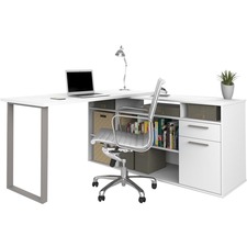 BeStar Solay L-Shaped Desk - L-shaped Top - 2 Drawers x 1" Table Top Thickness - White - Melamine Top Material - 1 Each