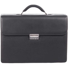 bugatti Carrying Case (Briefcase) for 16" Notebook - Black - Top Grain Leather Body - Shoulder Strap, Handle - 12" (304.80 mm) Height x 16.50" (419.10 mm) Width x 4.75" (120.65 mm) Depth - 1 Each