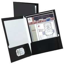 Oxford Showfolio Letter Portfolio - 8 1/2" x 11" - 100 Sheet Capacity - 2 Pocket(s) - Black - 10 / Pack