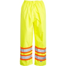 Viking Trilobal Ripstop Waterproof Pants - Recommended for: Flagger, Construction - Ventilation, Water Proof, Wind Proof, Lightweight, Flexible, Taped Seam, Heat-sealed, Elasticized, Comfortable, Pass-thru Pocket, Multiple Pocket, ... - Extra Large Size - Polyester PU - Lime Green - 1 Each