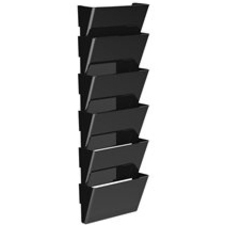Storex Snap and Stack Wall Pockets Files, Letter - 7" Height x 4" Width x 13" Depth - Black - Poly - Set of 6 Files