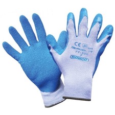 RONCO Grip-It Work Gloves - Snag, Abrasion, Blade Cut Protection - Crinkle Latex Coating - XXL Size - Gray, Blue - Abrasion Resistant, Snag Resistant, Cut Resistant, Firm Wet Grip, Flexible, Lightweight, Breathable, Snug Fit, Comfortable - For General Pur