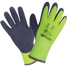 Iceberg Work Gloves - Latex Coating - Large Size - Hi-Viz Green - High Visibility, Flexible, Lightweight, Abrasion Resistant, Puncture Resistant - For Cold Storage, Distribution, Transportation, Environmental Service, Aquaculture, Fishing, Frozen Food Han