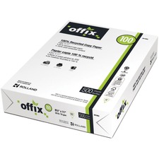 Offix 100 Recycled Paper - Letter - 8 1/2" x 11" - 20 lb Basis Weight - Smooth - 500 / Pack