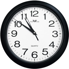 Geocan Wall Clock - Analog - Quartz - Black