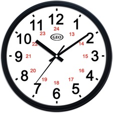 Geocan Wall Clock - Analog - Quartz - Black