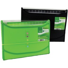 EcoOffice Letter Recycled Expanding File - 8 1/2" x 11" - 13 Pocket(s) - Clear, Assorted - 1 Each