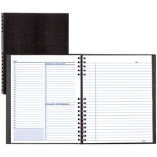 Blueline NotePro Undated Daily Planner - Daily - White Sheet - Twin Wire - Paper - Black - 8.5" Height x 10.7" Width - Flexible, Project Planner Page, Schedule Section, Important Date, Storage Pocket, Bilingual, Self-adhesive, Index Sheet, Hard Cover - 1 Each