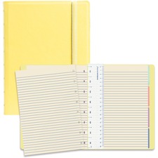 Filofax Classic Pastels Notebook - 112 Sheets - Twin Wirebound - Ruled Margin - A5 - 8 1/4" x 5 3/4" - Cream Paper - Movable Index, Storage Pocket, Page Marker - Recycled - 1 Each