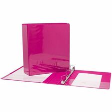 Geocan 1.5" Presentation Binder - Pink - 1 1/2" Binder Capacity - D-Ring Fastener(s) - Front, Back, Spine, Internal Pocket(s) - Vinyl - Pink - 1 Each