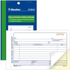 Blueline Delivery Receipts Book - 50 Sheet(s) - 2 PartCarbonless Copy - 7.01" x 4.25" Form Size - Letter - Blue Cover - Paper - 1 Each