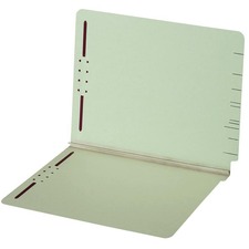 Globe-Weis Straight Tab Cut Legal Recycled Fastener Folder - 8 1/2" x 14" - 2" Expansion - 2 Fastener(s) - End Tab Location - Light Green - 60% Recycled - 1 Each
