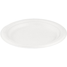 Eco Guardian 10" Round Compostable Plates - Disposable - Microwave Safe - White - Bagasse Body - 50 / Pack