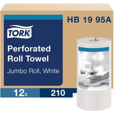 Tork Jumbo Perforated Roll Towel White - 2 Ply - 12 / Box