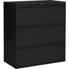 Offices To Go 3 Drawer High Lateral Cabinet - 36" x 19.3" x 39.1" - 3 x Drawer(s) for File - Lateral - Interlocking, Lockable, Leveling Glide - Black - Metal