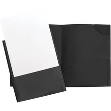 GEO Letter Report Cover - 8 1/2" x 11" - 2 Front, Internal Pocket(s) - Plastic - Black - 1 Each