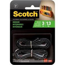 3M Scotch® Reclosable Indoor Fasteners - 1.5 ft (0.5 m) Length x 0.75" (19.1 mm) Width - 1 Each - Black