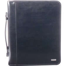 bugatti RGB1107 Ring Binder Writing Case - Legal - 8 1/2" x 14" Sheet Size - 1.50" (38.10 mm) Ring - D-Ring Fastener(s) - Leather - Black - Calculator, Card Holder, Pen Holder, Handle, Zipper Closure - 1 Each