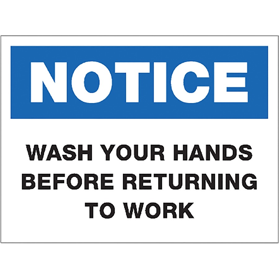 LLR00251 - Lorell NOTICE Wash Hands Sign - 1 Each - NOTICE Print/Message -  8
