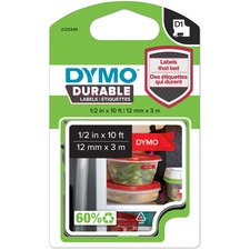 Dymo Durable D1 Labels - 1/2" Width - Rectangle - Red - 1 Each