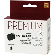Premium Ink Inkjet Ink Cartridge - Alternative for Epson T252XL120 - Black - 1 Pack - 1100 Pages