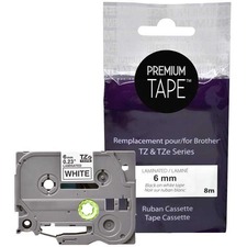 Premium Tape Label Tape - Alternative for Brother TZe-211 - 1/4" X 26' (6 mm X 8 m) - Black on White - 1 Pack