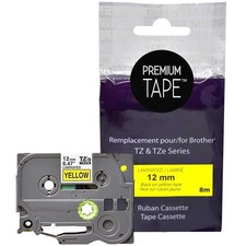 Premium Tape Label Tape - Alternative for Brother TZe-631 - 1/2" x 26' (12 mm x 8 m) - Black on Yellow - 1 Pack
