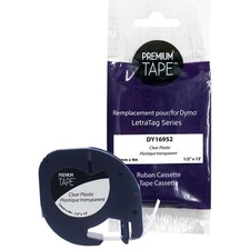 Premium Tape Label Tape - Alternative for Dymo A16952 - 1/2" x 13' (12 mm x 4 m) - Black on Clear - 1 Pack