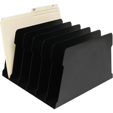 FC Metal Desktop File Sorter - 6 Compartment(s) - 7.5" Height x 12" Width x 12" Depth - Desktop - Black - Metal - 1 Each