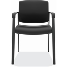 HON Validate Stacking Guest Chair | Black SofThread Leather - Black Leather, Foam Seat - Black Leather, Foam Back - Black Steel Frame - Four-legged Base - 1 Each