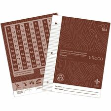 EXECO Eco-friendly Canada Notebooks - 40 Pages - Interlined, Dotted - 3 Hole(s) - 10.87" (276 mm) x 8.39" (213 mm) - Perforated, Hole-punched, Eco-friendly - Recycled