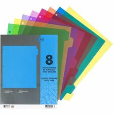 GEO Plastic Dividers with Tabs - 8 x Divider(s) - 8 Tab(s) - 8" Divider Width x 11.50" Divider Length - Letter - 8.50" (215.90 mm) Width x 11" (279.40 mm) Length - 3 Hole Punched - Polypropylene Divider - Assorted Tab(s)