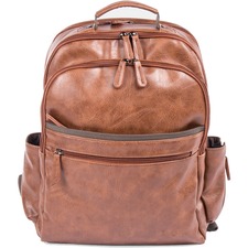 bugatti Valentino Carrying Case (Backpack) for 15" to 15.6" Notebook - Cognac - Vegan Leather, Synthetic Leather, Faux Leather Body - Shoulder Strap, Trolley Strap, Handle - 16.25" (412.75 mm) Height x 12.50" (317.50 mm) Width x 5" (127 mm) Depth