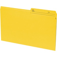 Continental 1/2 Tab Cut Legal Recycled Top Tab File Folder - 8 1/2" x 14" - Yellow - 100% Fiber Recycled - 100 / Box