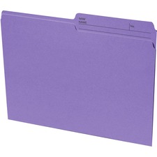 Continental 1/2 Tab Cut Letter Recycled Top Tab File Folder - 8 1/2" x 11" - Violet - 100% Recycled - 100 / Box