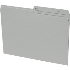 Continental 1/2 Tab Cut Letter Recycled Top Tab File Folder - 8 1/2" x 11" - Gray - 100% Recycled - 100 / Box