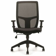 Offices To Go Format | High Mesh Back Synchro-Tilter - Jenny Ebony Luxhide Seat - Black Back - High Back - 5-star Base - Armrest