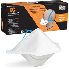 Kleenguard N95 Pouch Respirator - Recommended for: Face - Regular Size - Airborne Particle Protection - White - Comfortable, Breathable, Adjustable Nose-piece, Lightweight, Foldable, Head Strap, Particle Filtration Efficiency (PFE) - 20 / Pack