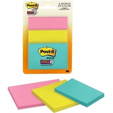 Post-it Super Sticky Adhesive Note - Square - Miami - 3 Pack