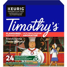 Timothy's K-Cup French Vanilla Medium Roast Coffee - Compatible with Keurig K-Cup Brewer - Medium - Per Pod - 24 / Box