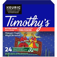 Timothy's K-Cup Midnight Magic Extra Bold Dark Roast Coffee - Compatible with Keurig K-Cup Brewer - Extra Bold/Dark - Per Pod - 24 / Box