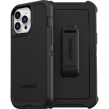 OtterBox Defender Rugged Carrying Case (Holster) Apple iPhone 13 Pro Max, iPhone 12 Pro Max Smartphone - Black - Drop Resistant, Dirt Resistant Port, Scrape Resistant, Bump Resistant, Lint Resistant Port, Dust Resistant Port - Belt Clip, Holster