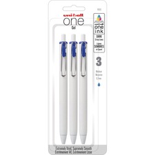 uniball&trade; ONE Gel Pen - 0.7 mm Pen Point Size - Retractable - Blue Gel-based, Pigment-based Ink - 3 / Pack