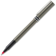 uniball&trade; Deluxe Rollerball Pens - Micro Pen Point - 0.5 mm Pen Point Size - Red - Gray Barrel - 1 Each