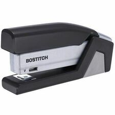 Bostitch InJoy Spring-Powered Compact Stapler - 15 Sheets Capacity - Half Strip - 1 Each - Black, Gray