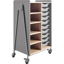 Safco Whiffle Typical 2 Double 48" - 4 Shelf - 4 Casters - Laminate, High Pressure Laminate (HPL), Particleboard, Polyvinyl Chloride (PVC) - x 48" Height - Gray